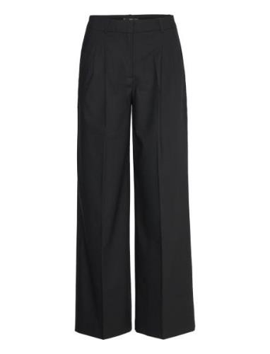 Pleated Straight Trousers Mango Black