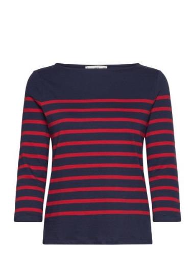 Striped Boat-Neck T-Shirt Mango Navy