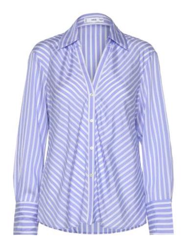 Striped Flowy Shirt Mango Blue