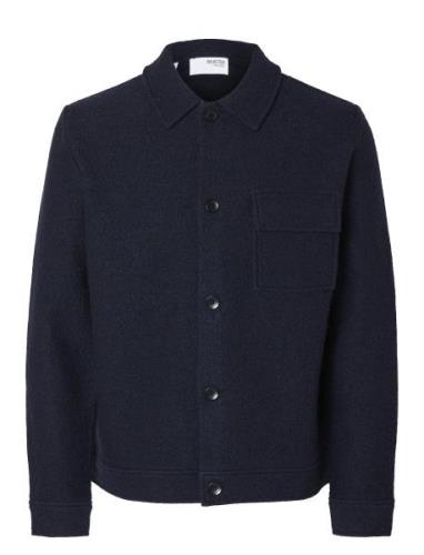 Slhnealy Ls Knit Shirt Jacket Noos Selected Homme Navy