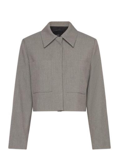 Cropped Jacket With Pockets Mango Grey