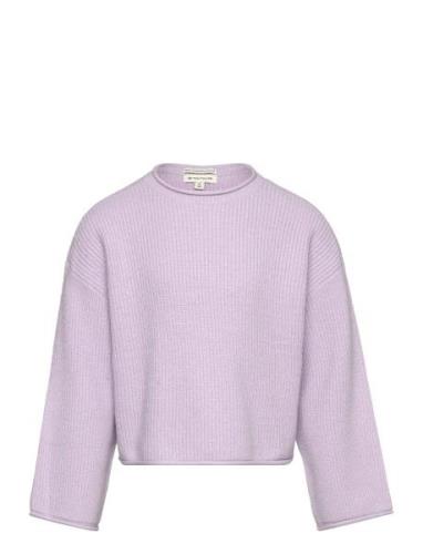 Cropped Knit Pullover Tom Tailor Purple