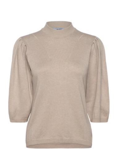 Mskylina High Neck Knit T-Shirt Minus Beige