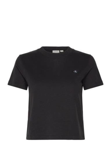 Woven Label Peached Baby Tee Calvin Klein Jeans Black