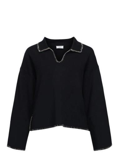 Objreynard Ls V-Neck Stich Pullover Div Object Black