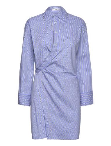 Striped Wrap Shirt Dress Mango Blue