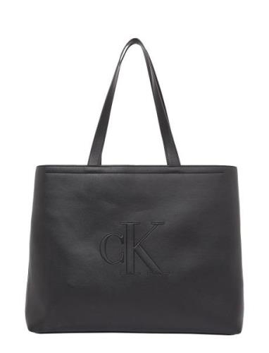 Sculpted Slim Tote34 Deboss Calvin Klein Black