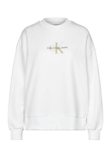 Textured Monologo Crewneck Calvin Klein Jeans White