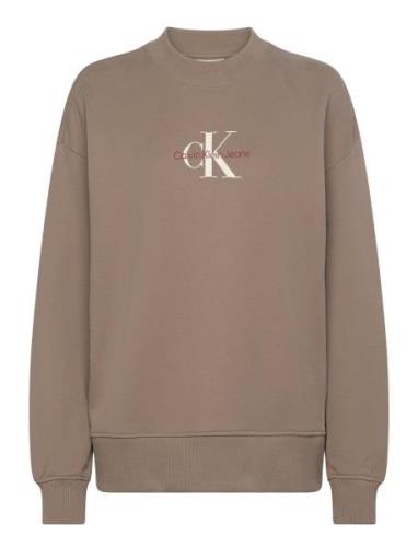 Textured Monologo Crewneck Calvin Klein Jeans Beige