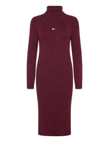 Tjw Mockneck Badge Sweater Dress Tommy Jeans Burgundy