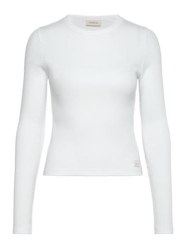 Woven Label Rib Long Sleeve Calvin Klein Jeans White