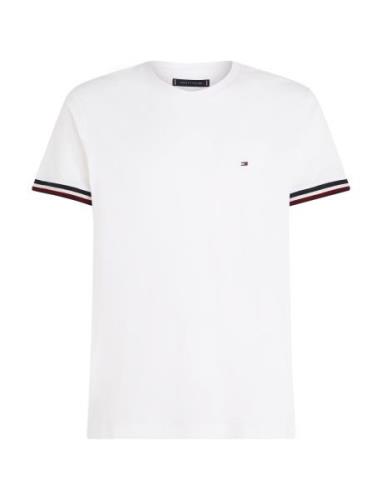 Global Stripe Cuff Pique Tee Tommy Hilfiger White