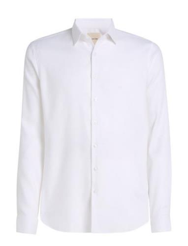 Non Iron Tonal Dobby Slim Shirt Calvin Klein White