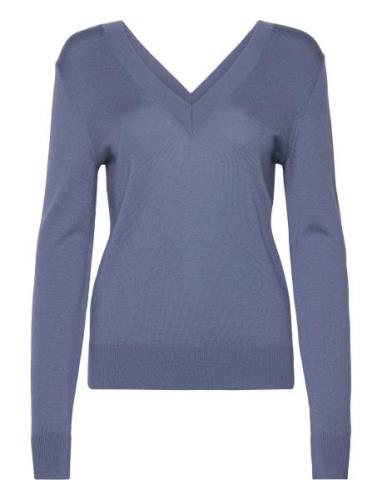 Merino Wool V-Neck Sweater Calvin Klein Blue