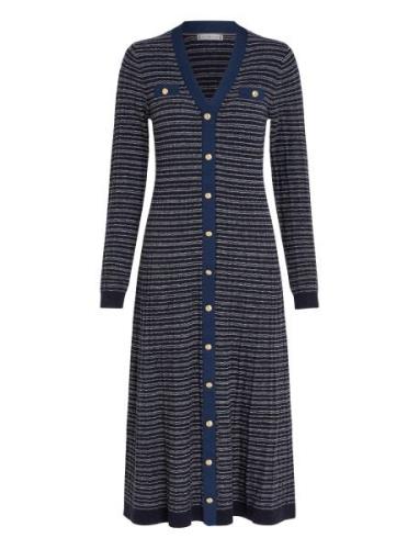 Textured V-Neck Swt Maxi Dress Tommy Hilfiger Navy