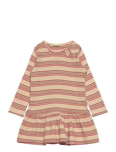 Dress L/S Modal Striped Petit Piao Beige