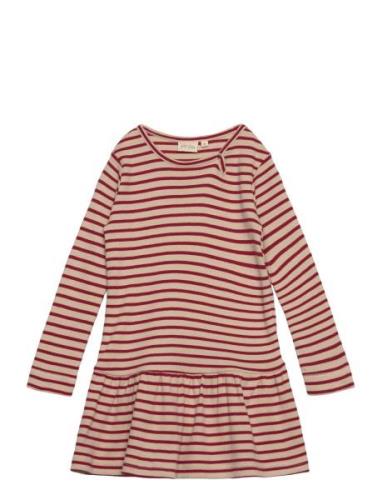 Dress L/S Modal Striped Petit Piao Red