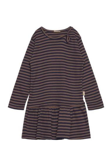 Dress L/S Modal Striped Petit Piao Brown