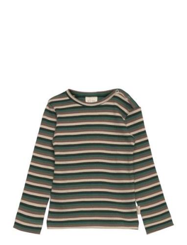 T-Shirt L/S Modal Multi Striped Petit Piao Green