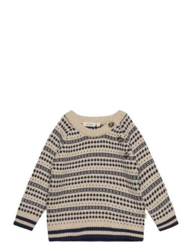 O-Neck Light Nordic Knit Sweater Petit Piao Beige