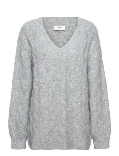 Cable Knit V-Neck Rosemunde Grey