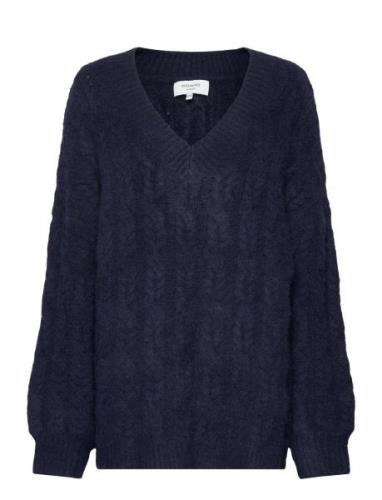 Cable Knit V-Neck Rosemunde Navy