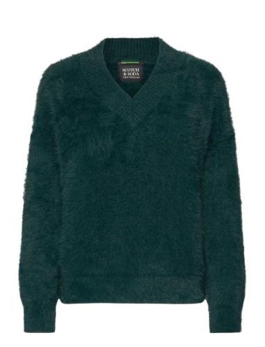 Fluffy V-Neck Relaxed Pullover Scotch & Soda Green