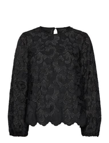 Msmisala Long Sleeve Lace Blouse Minus Black