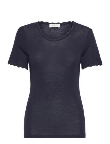 Rwsamber Ss T-Shirt W. Lace Rosemunde Navy