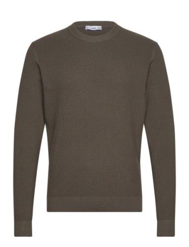 Ribbed Cotton Knitted Sweater Mango Khaki