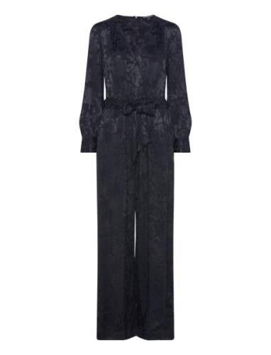 Arya Satin Jacquard Jumpsuit French Connection Black