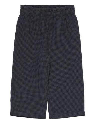 Straight Checked Trousers Mango Navy