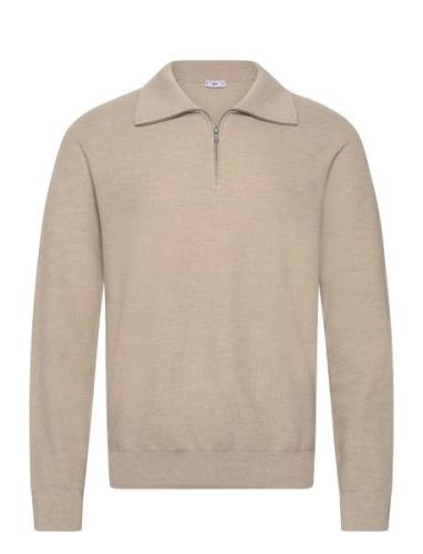 Sweater With Polo-Neck Structure And Zip Mango Beige