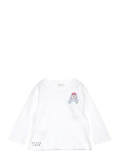 Embroidered Detail Cotton T-Shirt Mango White