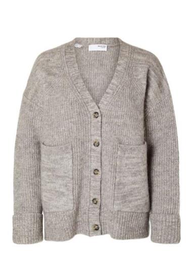 Slfalva Ls Knit Cardigan Selected Femme Grey