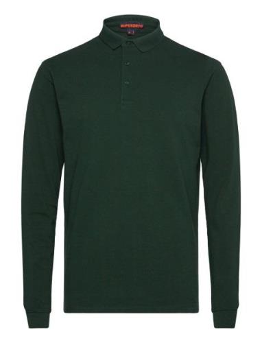 Cotton Long Sleeve Pique Polo Superdry Green