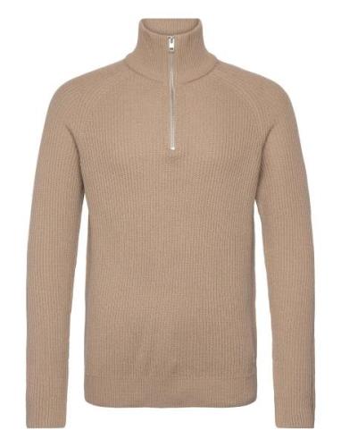 Jjpannel Knit Half Zip Aw24 Jack & J S Beige