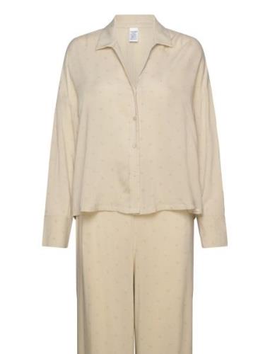 L/S Buttondown & Pant Sleep Set Calvin Klein Beige