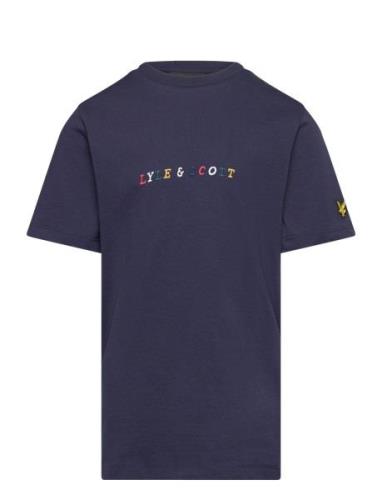 Multi Colour Embroidery T-Shirt Lyle & Scott Navy