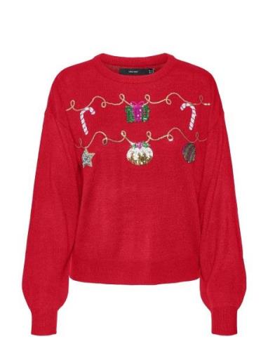 Vmnewgarland Ls O-Neck Pull. Xmas Vero Moda Red