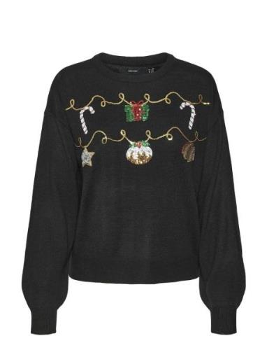 Vmnewgarland Ls O-Neck Pull. Xmas Vero Moda Black