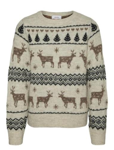 Vmdeers Ls O-Neck Pullover. Xmas Girl Vero Moda Girl Beige