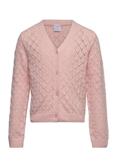 Cardigan Patternknit V Neck Lindex Pink