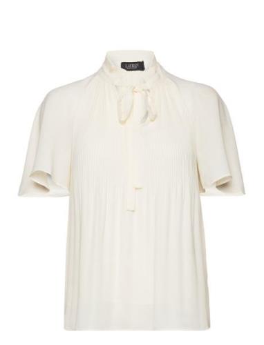 Pleated Georgette Blouse Lauren Ralph Lauren Cream