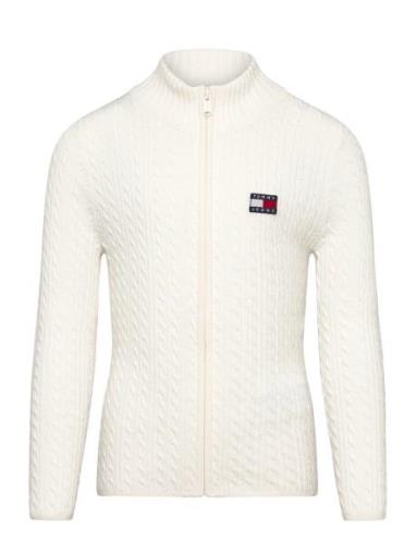 Tjw Zip-Thru Cable Cardigan Tommy Jeans Cream