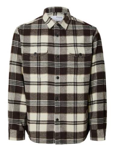 Slhmason-Pablo Check Overshirt Selected Homme Brown