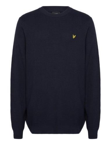 Grid Knit Crew Neck Jumper Lyle & Scott Navy