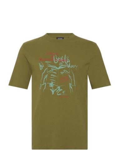 Linen Blend Front Artwork T-Shirt Scotch & Soda Green