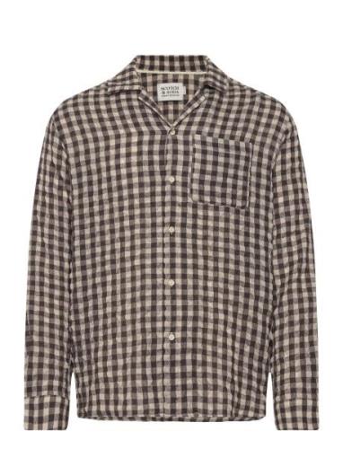 Seersucker Wool Blend Check Shirt Scotch & Soda Brown