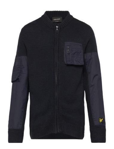 Tonal Nylon Trim Cardigan Lyle & Scott Navy